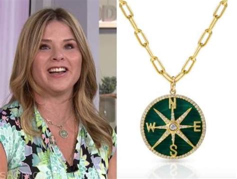 The co-anchor accessorized with a multi-colored beaded. . Jenna bush hager gold necklace